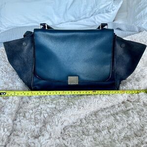 Celine Trapeze Bag Navy Blue Leather & Suede | Authentic